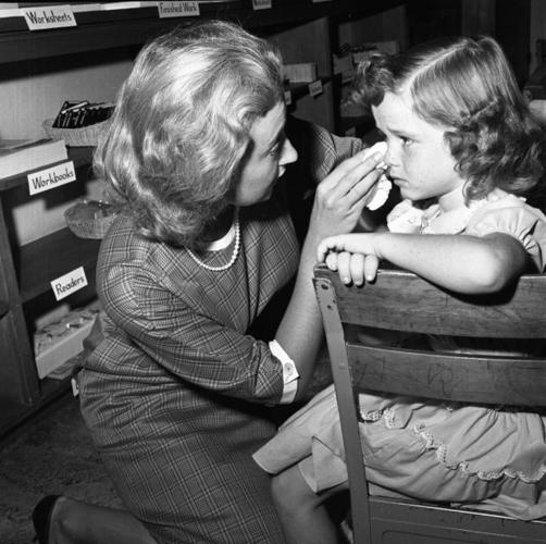 New teacher at first day of school in 1960