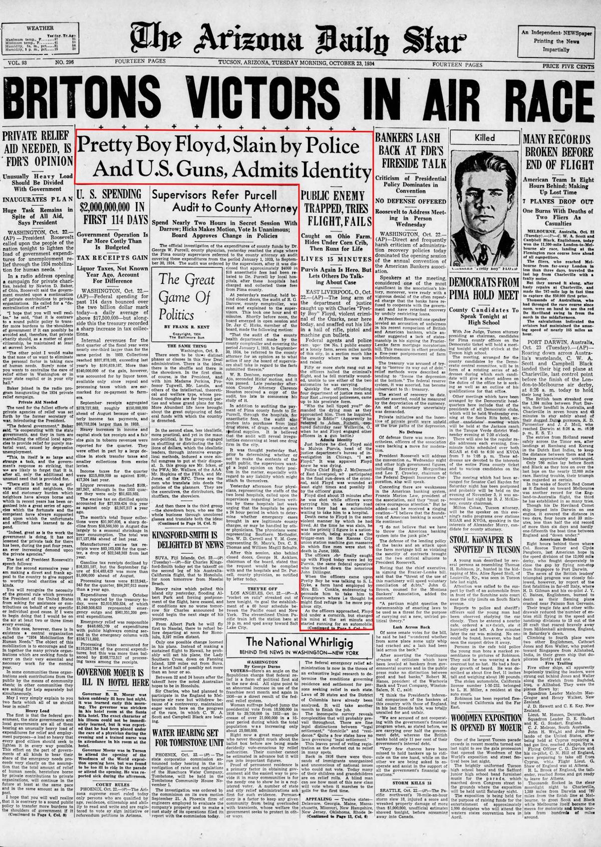 Oct. 23, 1934: Pretty Boy Floyd slain by police