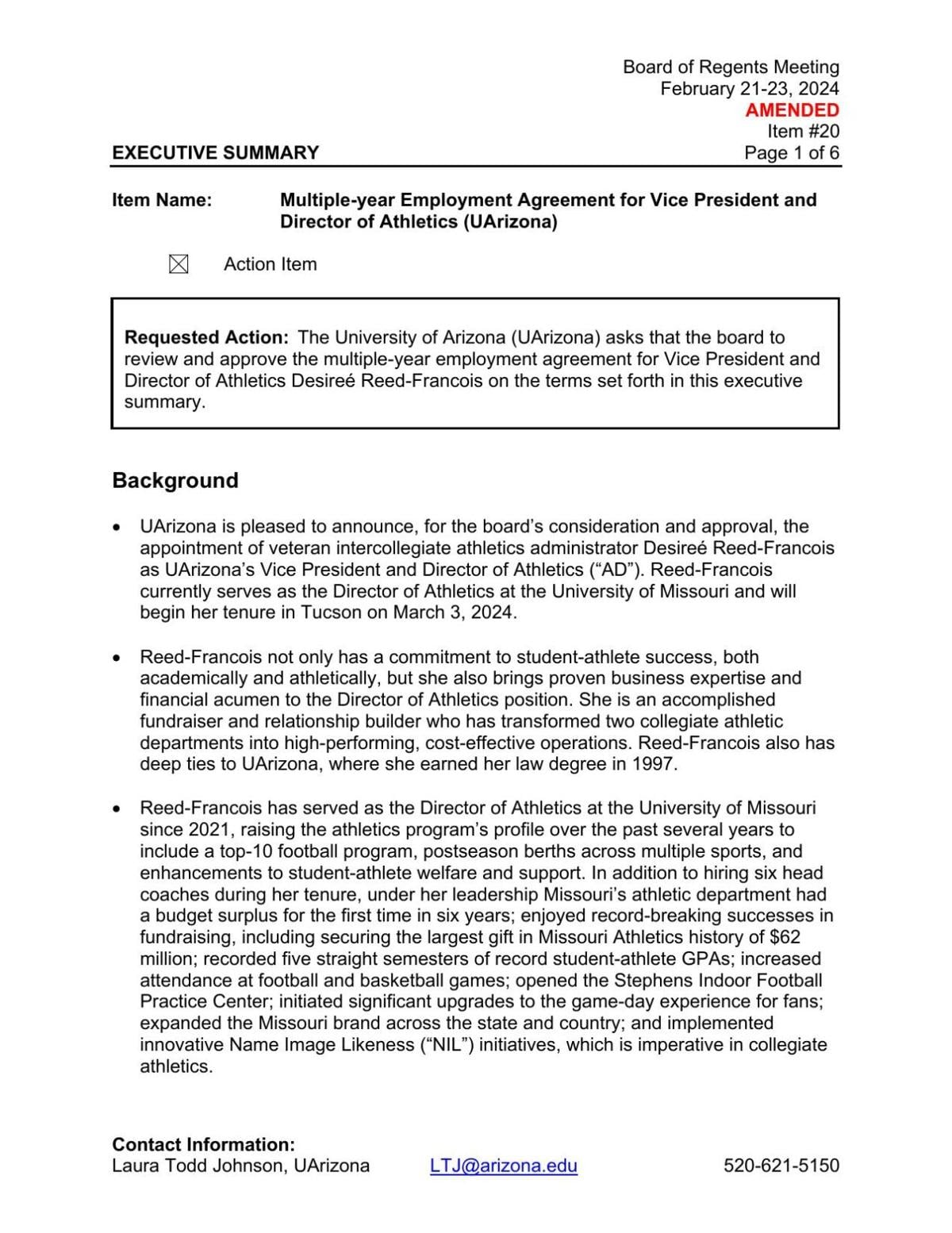 New proposed Desireé Reed-Francois contract (as of Feb. 20, 2024)