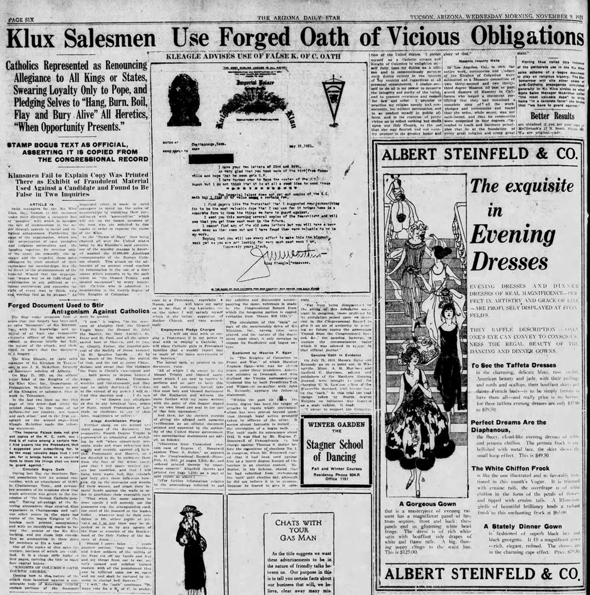 Klux salesmen use forged oath of vicious obligations