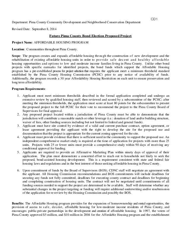 Affordable housing proposal