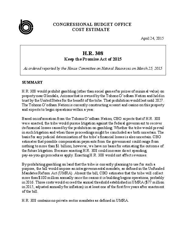 Congressional Budget Office cost estimates