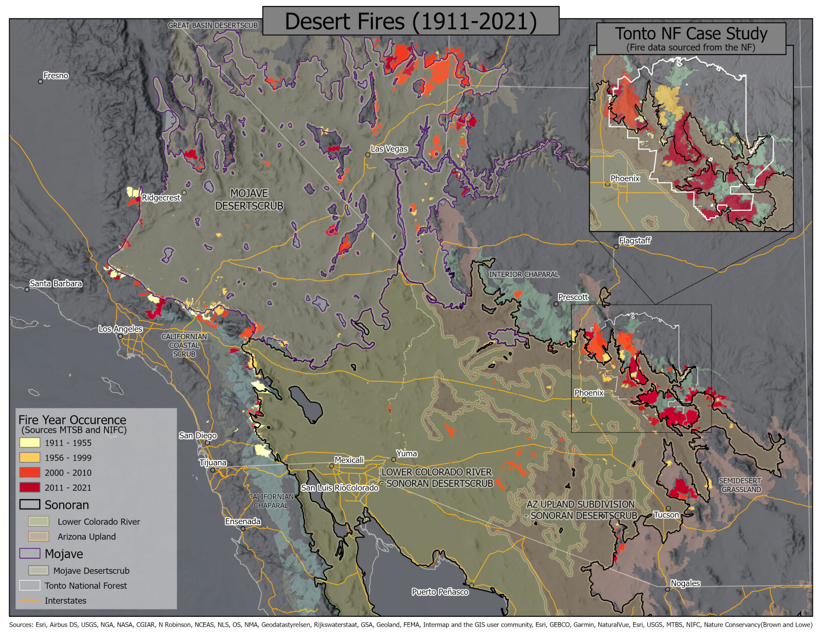 Map of desert fires