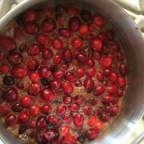 Cranberry sauce on the stove