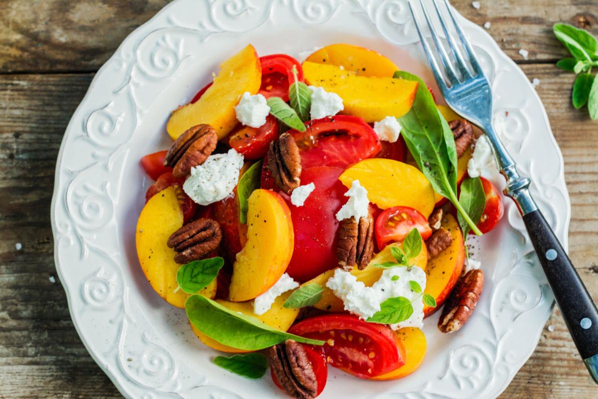 Summer peach tomato salad