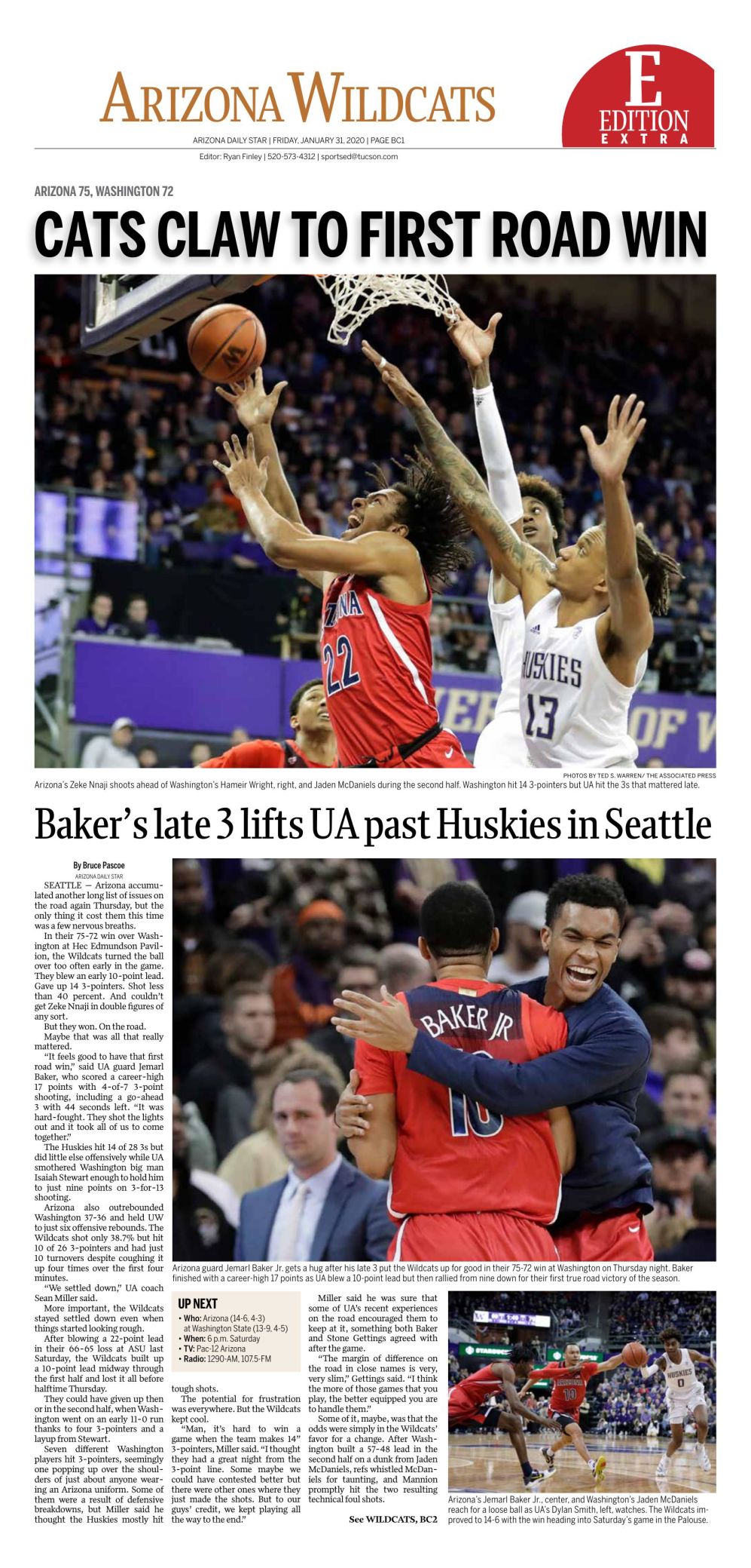 E-edition: Arizona beats Washington in Seattle