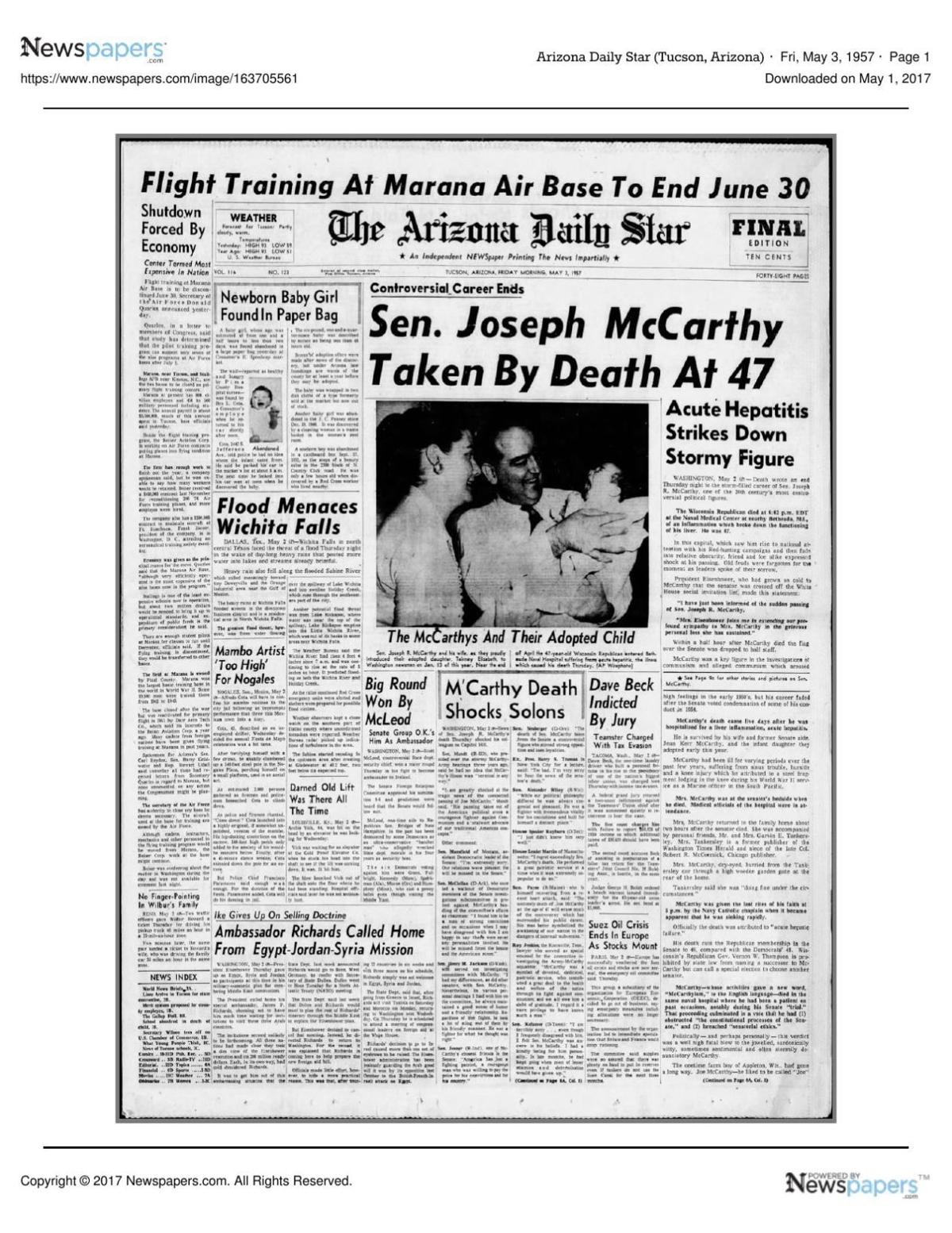 Arizona Daily Star front page May 3, 1957.pdf