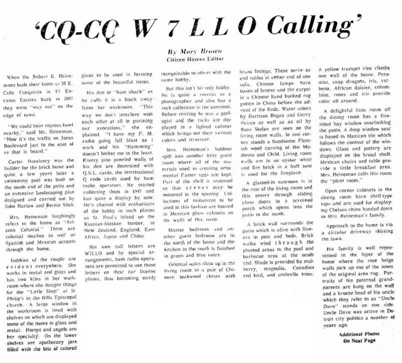 Tucson Citizen article May 16, 1964