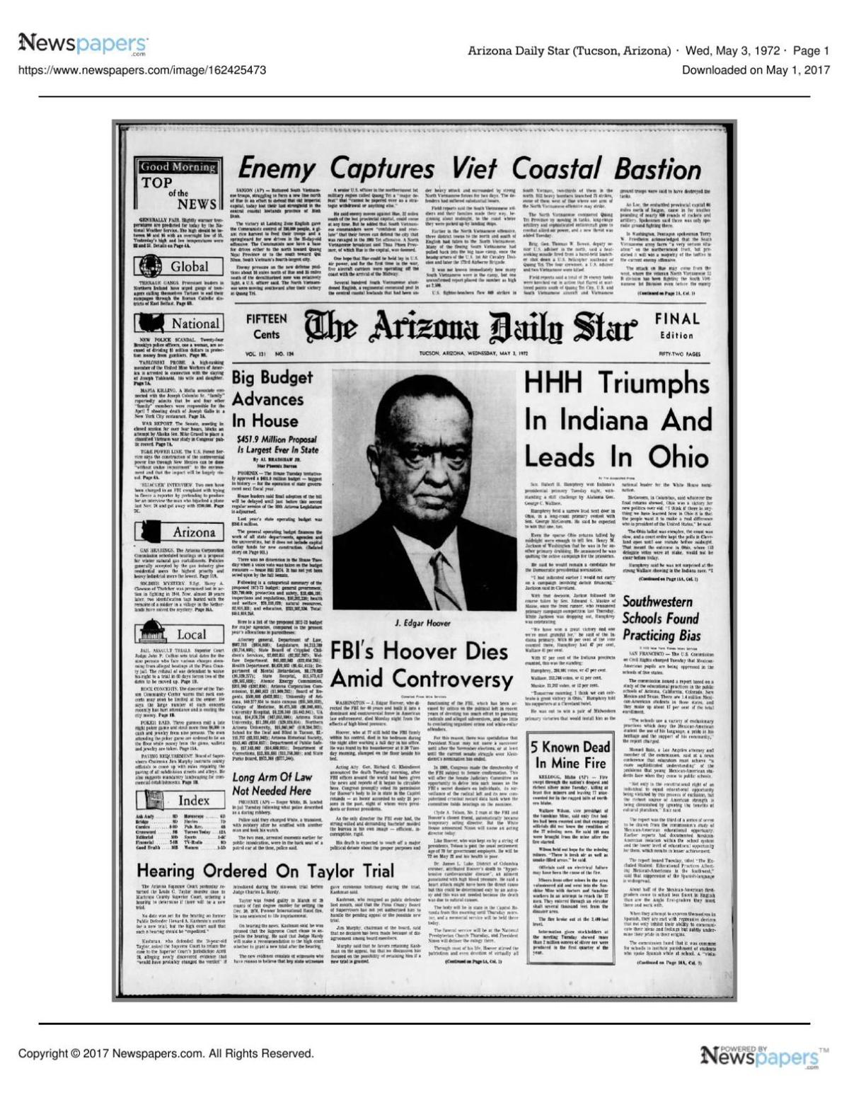 Arizona Daily Star front page May 3, 1972.pdf