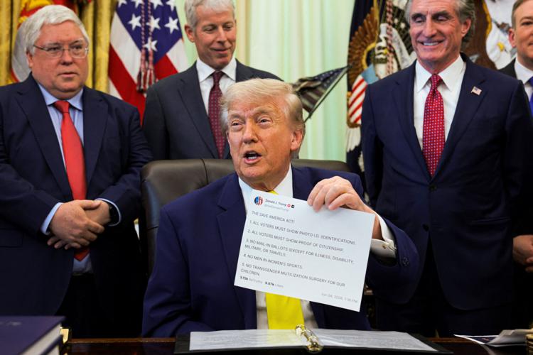 U.S. President Trump delivers remarks in the Oval Office at the White House