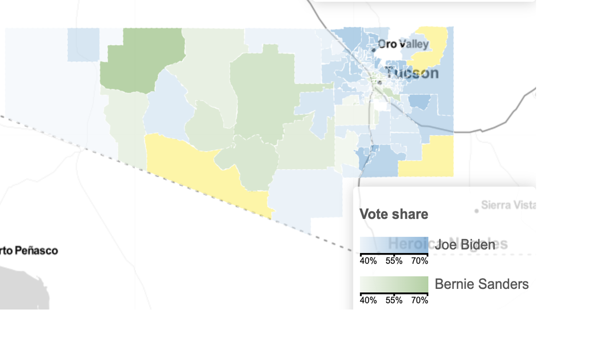 Map Democratic presidential primary results in Pima County Latest