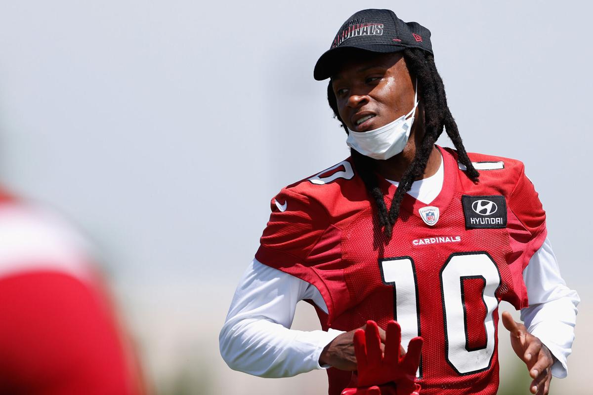 Wide receiver DeAndre Hopkins of the Arizona Cardinals participates in an off-season workout at Dignity Health Arizona Cardinals Training Center on June 2, 2021 in Tempe, Arizona.