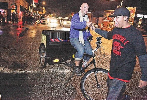 Pedaling his patrons  