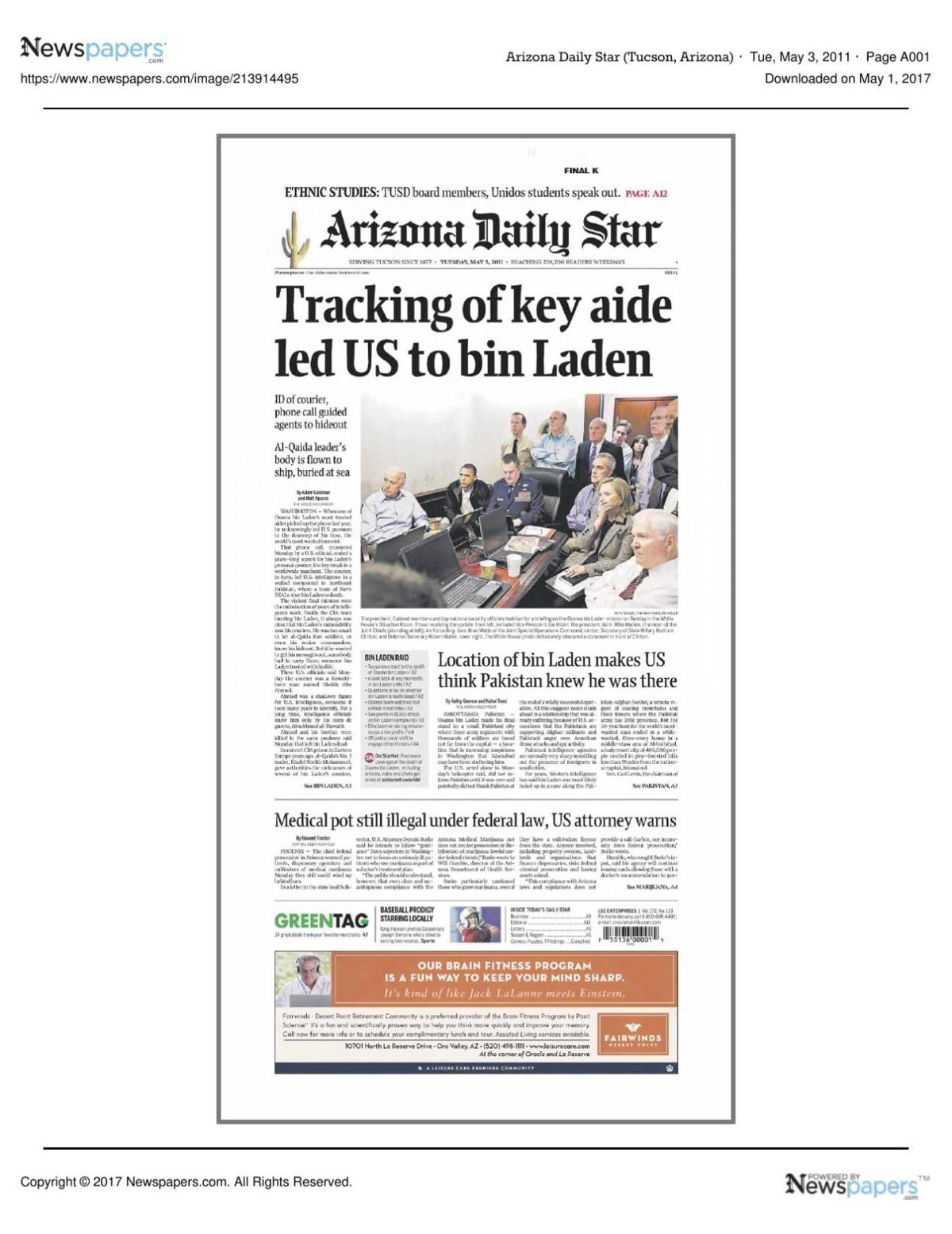 Arizona Daily Star front page May 3, 2011.pdf