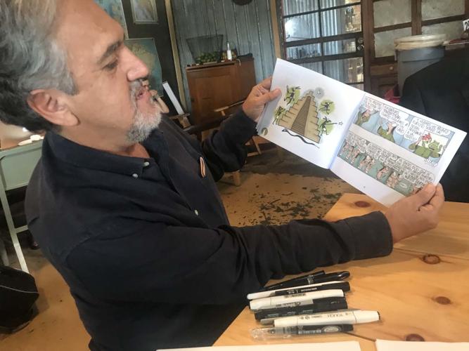 The great Mexican cartoonist Trino and his many, many, many pens