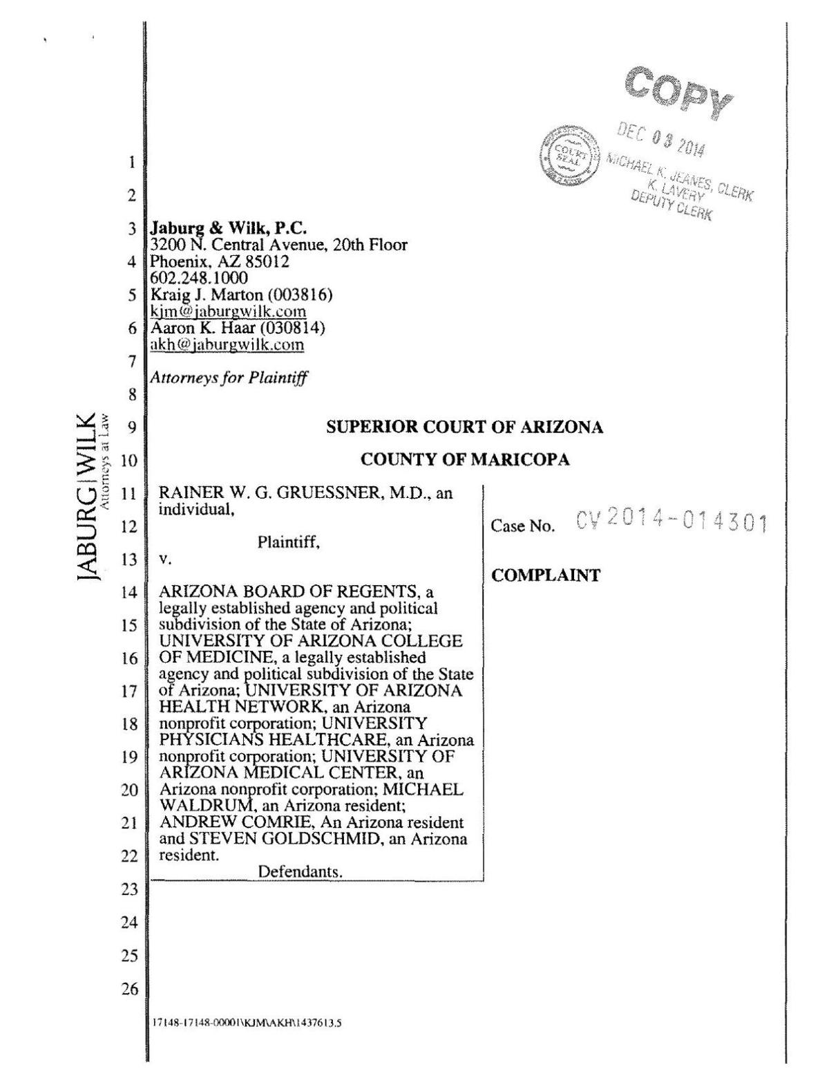 Gruessner's complaint