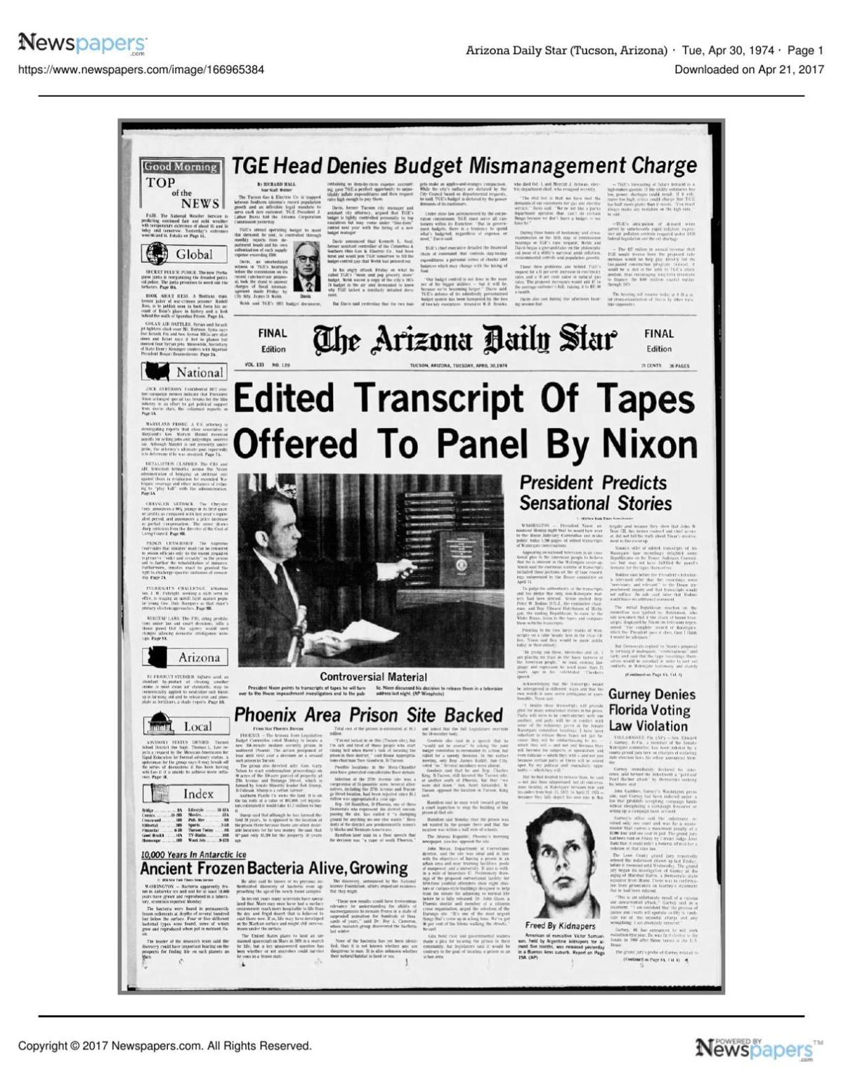 Arizona Daily Star front page April 30, 1974.pdf