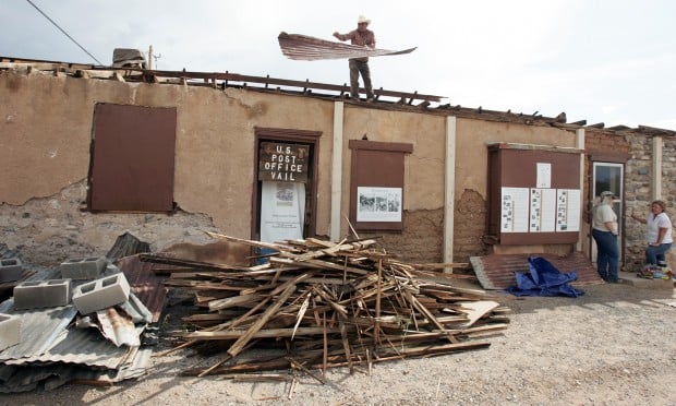 Old Vail Post Office damaged during monsoon storm
