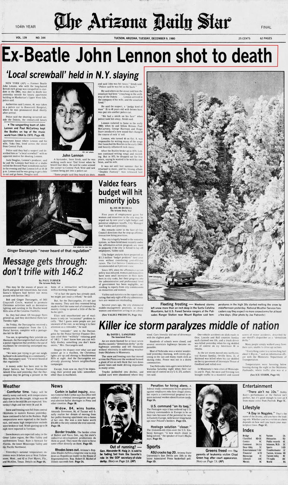 Dec. 9, 1980: John Lennon shot