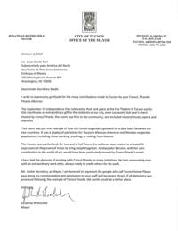 Rothschild letter commending Consul Pineda