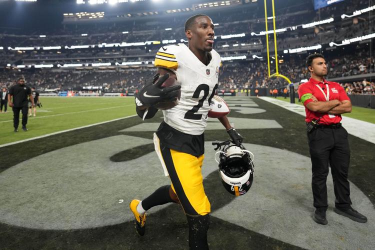 Sep 24, 2023; Paradise, Nevada, USA; Pittsburgh Steelers cornerback Levi Wallace leaves the field after the game against the Las Vegas Raiders at Allegiant Stadium. Mandatory Credit: Kirby Lee-USA TODAY Sports