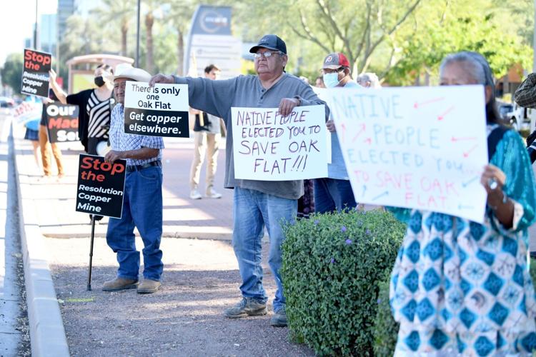 Protesters urge Sen. Kelly to support bill to protect sacred Oak Flat