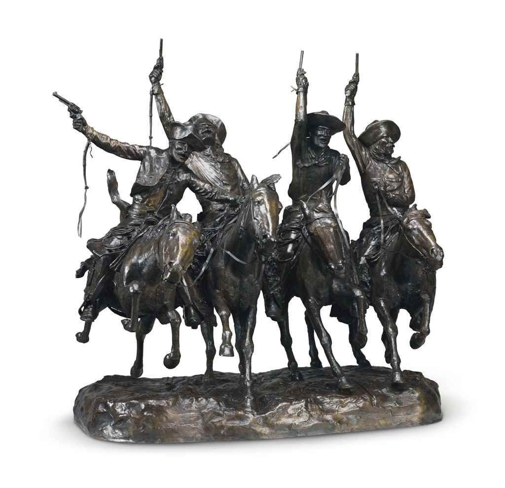 lommetørklæde etikette transaktion Rare Remington bronze sculpture gallops past auction estimate