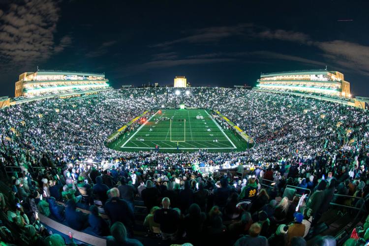 A general view of Notre Dame Stadium during the 2022 game between Notre Dame and Stanford in South Bend, Ind.