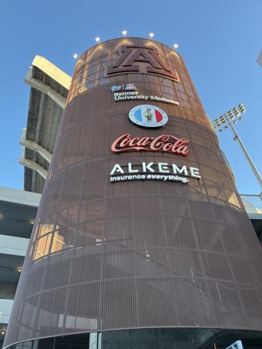 Pillar sponsors' logos at Arizona