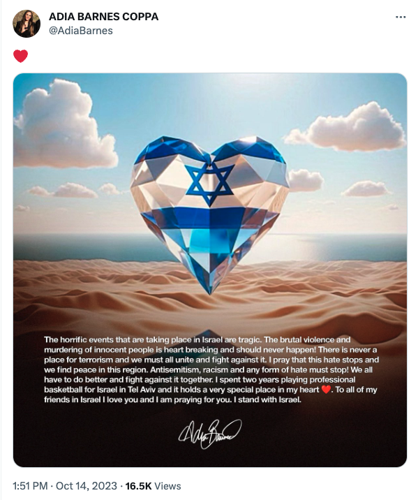 Adia Barnes on X (Twitter)