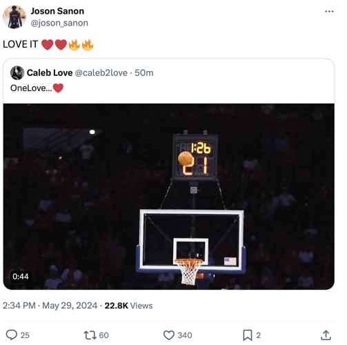 Joson Sanon retweet Caleb Love