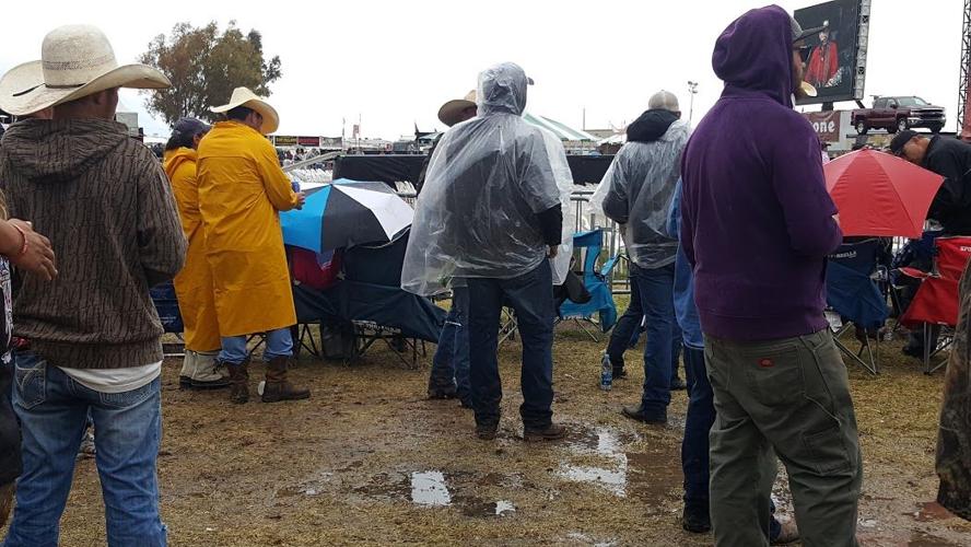Rain coats and big hats