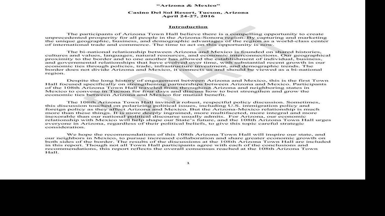 Draft of 108th Arizona Town Hall recommendations