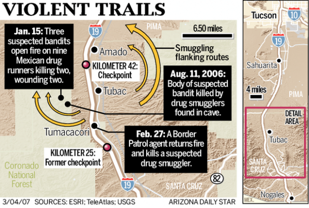 Armed smugglers fighting it out  