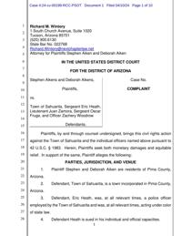 Lawsuit by Sahuarita pastor, wife against police