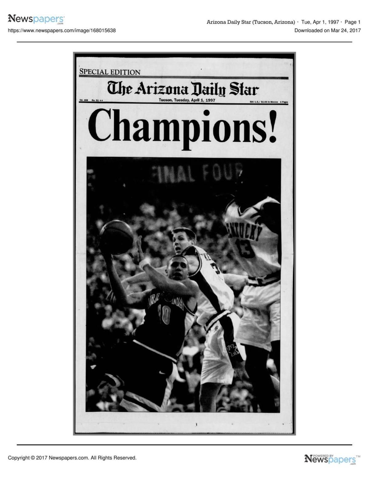 Arizona Daily Star front page April 1, 1997