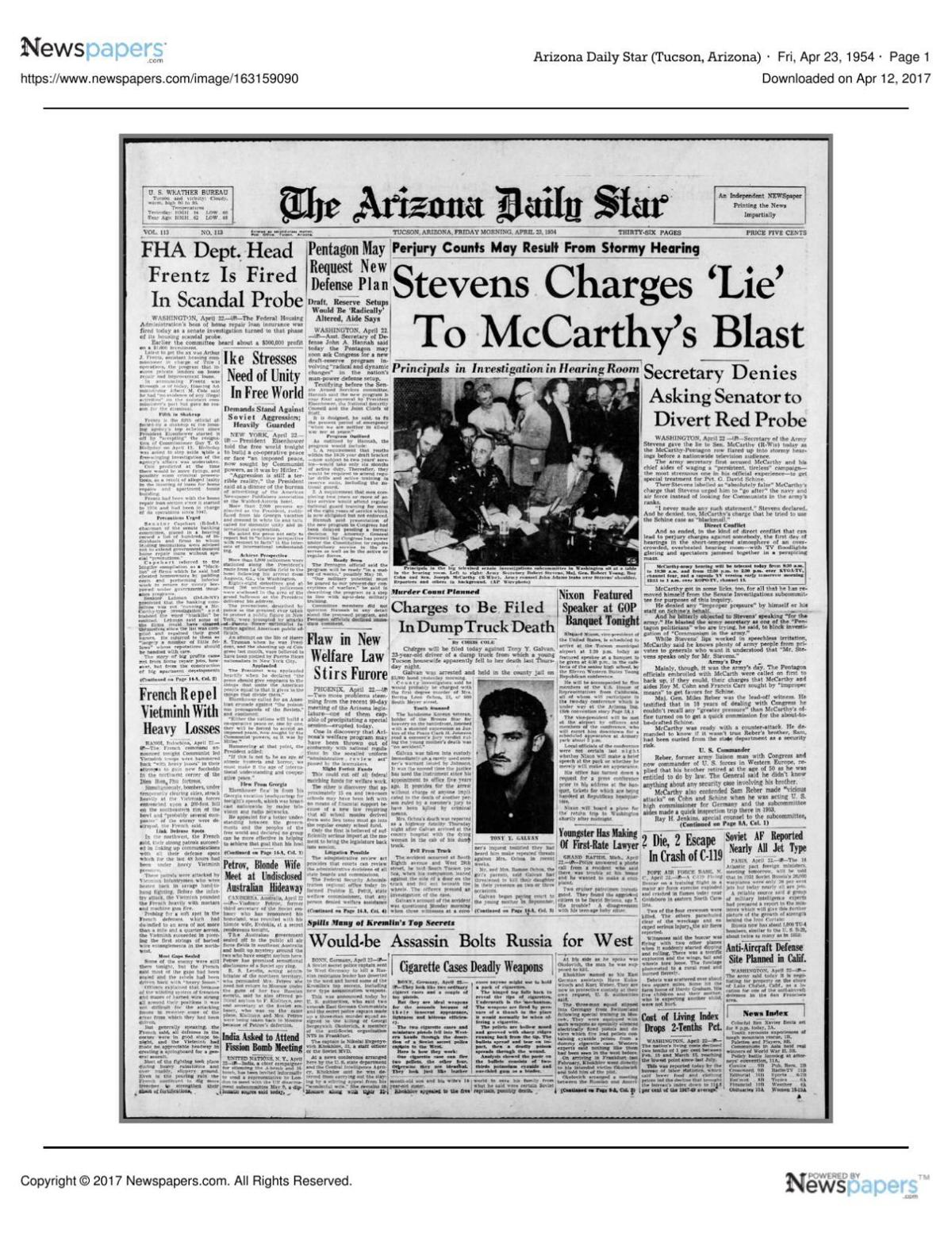 Arizona Daily Star front page April 23, 1954.pdf
