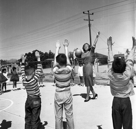 New teacher at first day of school in 1960