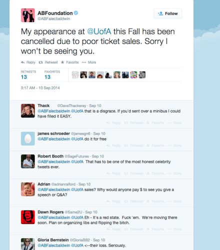 Tweeting out a cancellation