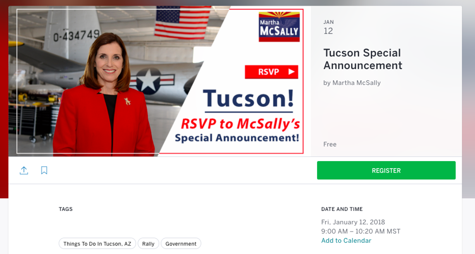 McSally staff promises "special announcement" on Friday