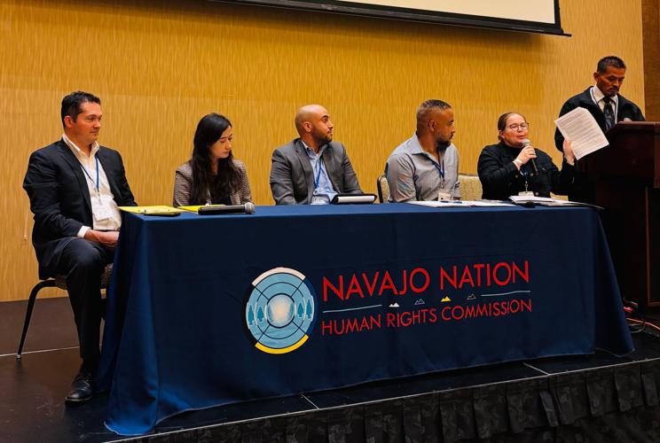 ACLU lawyers presenting at the Navajo Nation Human Rights Commission and ACLU voter conference react after hearing the news about the Supreme Court decision on mail-in voting.