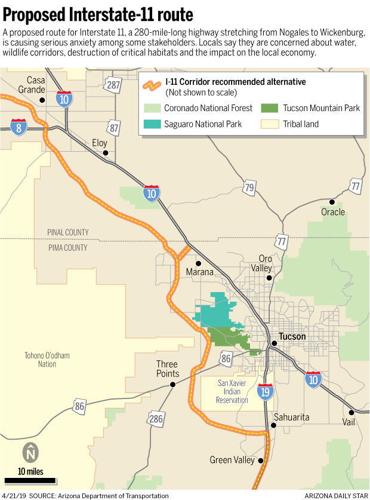 Proposed Interstate 11 route