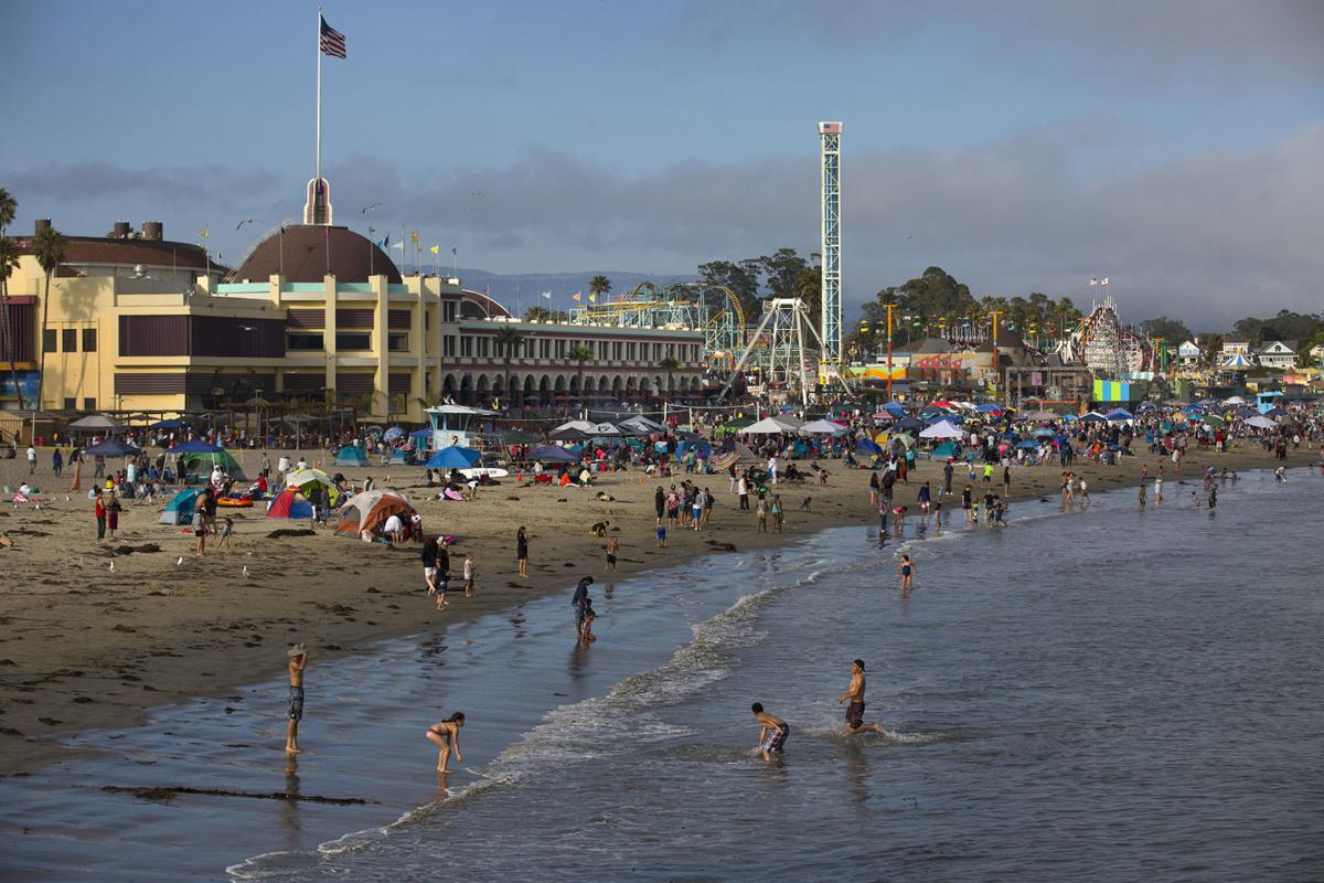 The Santa Cruz Beach Boardwalk is popular with visitors to Santa Cruz, Calif., on July 3, 2016.