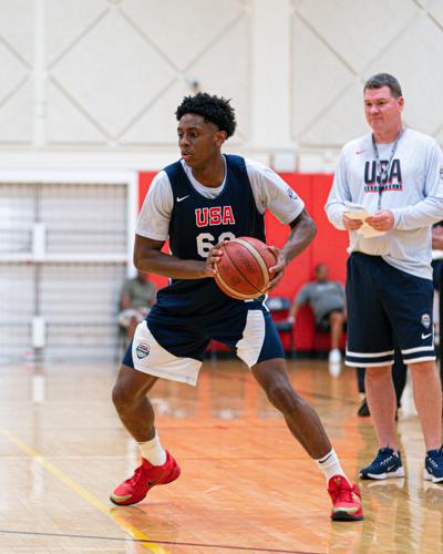 Brandon McCoy and Tommy Lloyd at USA Basketball training camp