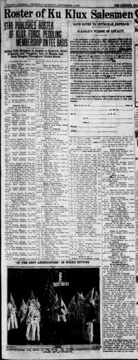 Star exposes roster of Klux force peddling memberships, part 2