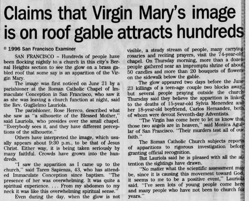 July 6, 1996: The Virgin on a roof gable