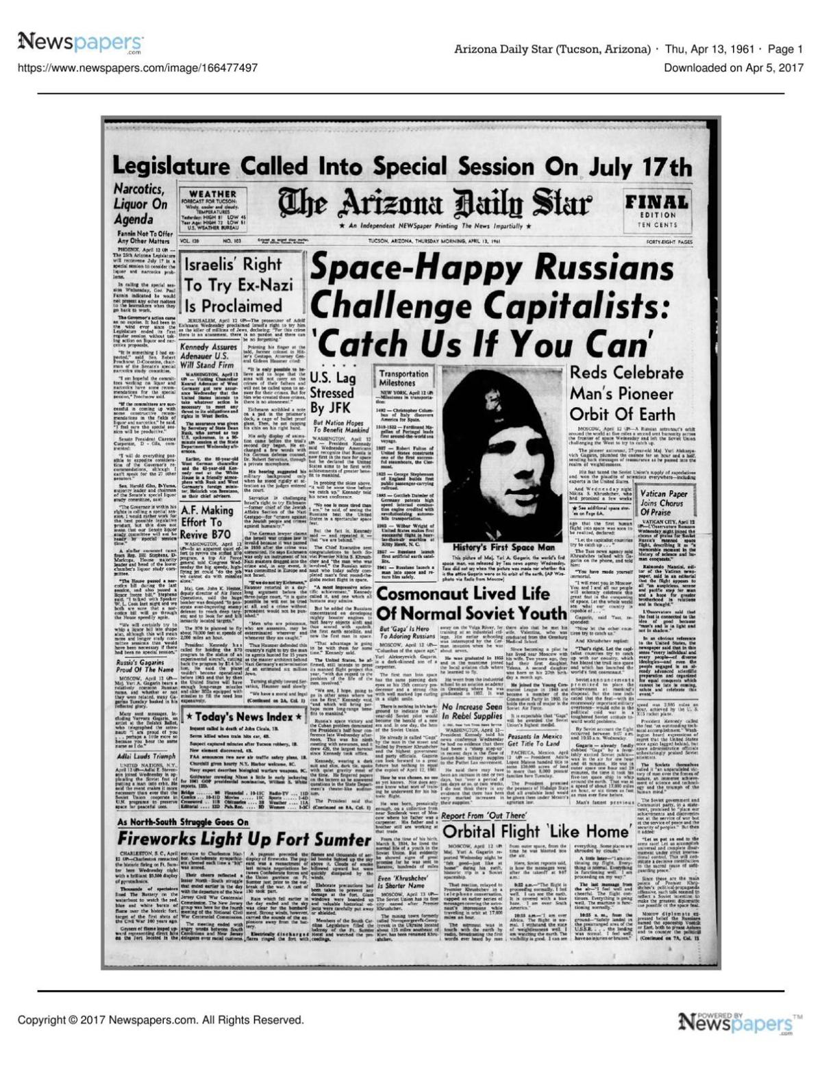 Arizona Daily Star front page April 13, 1961.pdf