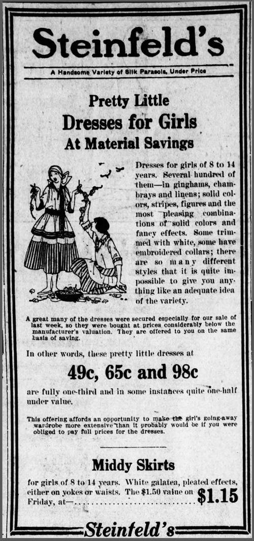 Steinfeld's ad June 30, 1916