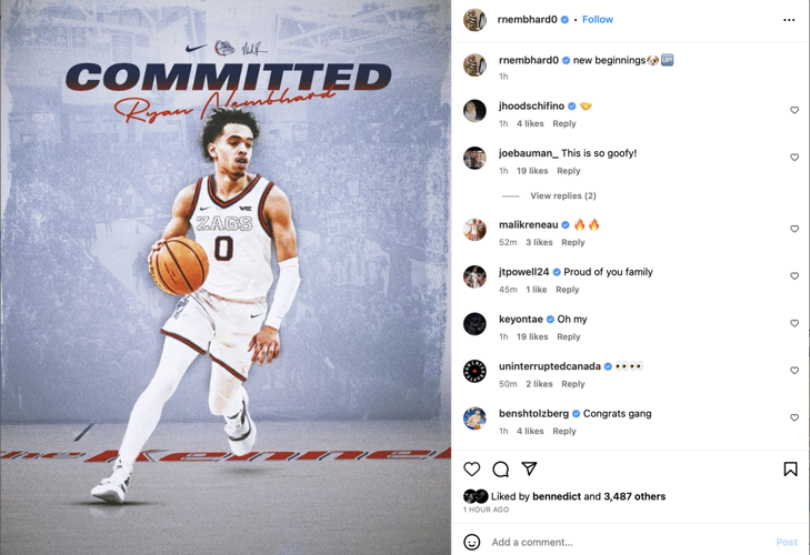 Creighton transfer guard Ryan Nembhard picks Gonzaga over Arizona