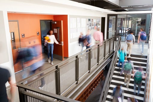 Busy High School Corridor